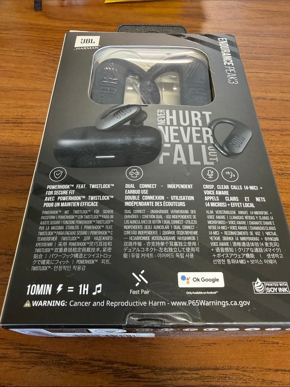 JBL Endurance Peak 3 Black Wireless Earbuds with Ear-Hook Design